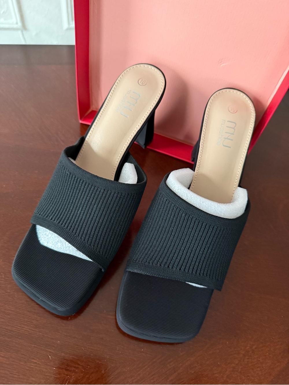 Miu Miu Black Ribbed Slide Mules